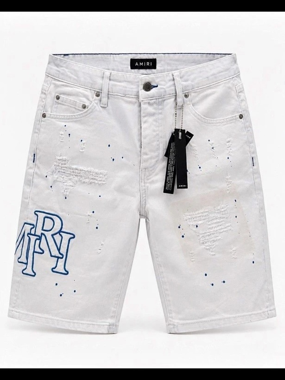 AMIRI Men's White & Blue Jean Shorts Waist 36
